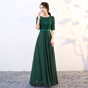 Evening dress prom gown Dark green dress dress dress evening dress chorus elegant and dignified atmosphere host celebrity party