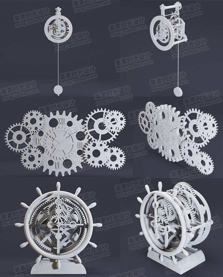 图片[7]-创意蒸汽朋克时钟齿轮钟表blender C4D模型3d素材白模无材质C1540-cg男孩