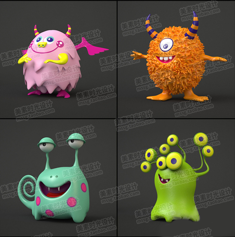 图片[3]-blender卡通可爱小怪兽小恶魔怪物妖怪3D模型fbx obj文件C4D素材-cg男孩