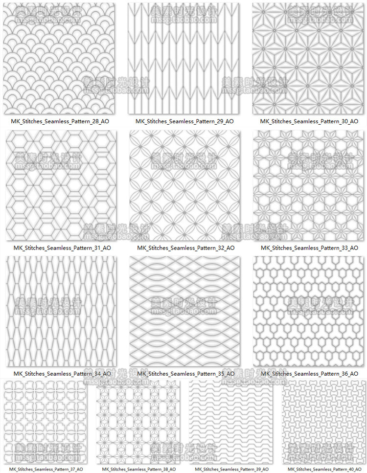图片[6]-织物针迹无缝图案缝线图形AO法线高度纹理贴图PNG图片-cg男孩