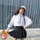 Phiên bản Hàn Quốc của áo sơ mi dài tay màu trơn, áo cộc tay + cạp cao là váy xếp li mỏng phù hợp với khí chất đồ mặc nhà Bộ đồ