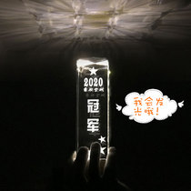 Creative 3d interior carved LED light crystal trophy custom solid wood business enterprise championship trophy Crystal custom