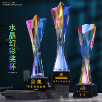 Crystal trophy customized custom creative five-pointed star excellent staff competition Honor Company annual lettering souvenir