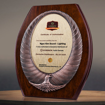 Wooden medals creative Peacock authorized license plate custom honor plaque custom company to join agent dealer production