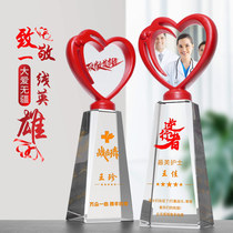 Charity Charity Love Crystal Trophy Customized Beautiful Angels Anti-Epidemic Heroes Medal Commemorative Gifts