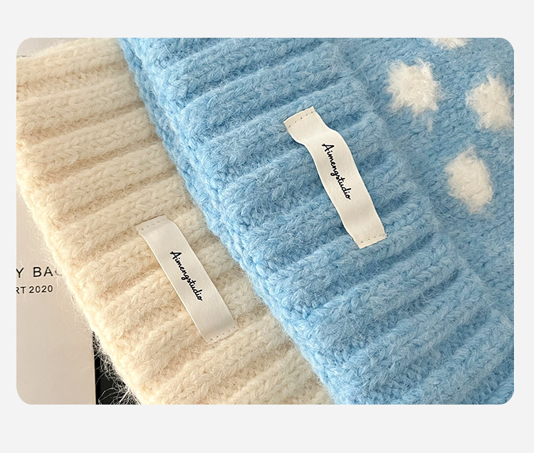 Koreanische Retro-Strickmützen mit Kontrastfarbenen Polka Dots für Männer und Frauen, Winter, dick, warm, Ohrenschutz, Slouchy Skullies Mütze – Detail 3