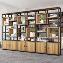 Bookshelf floor-standing simple multi-layer bookcase office modern screen flower stand living room wrought iron partition wall shelf