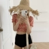 Ins gió retro hoa bikini nữ ngực nhỏ thu thập eo cao che bụng là mỏng bảo thủ một nửa tay áo tắm tách phụ nữ - Bikinis Bikinis