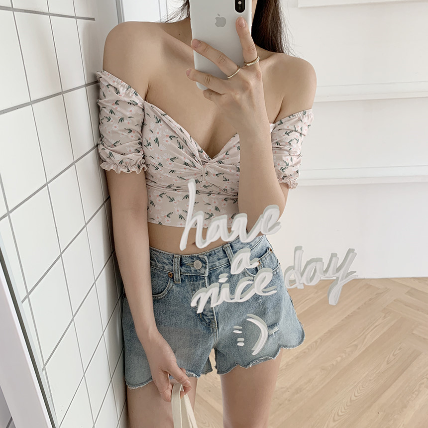 Ins gió retro hoa bikini nữ ngực nhỏ thu thập eo cao che bụng là mỏng bảo thủ một nửa tay áo tắm tách phụ nữ - Bikinis do boi dep