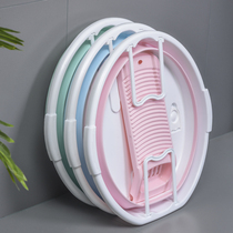 Foldable laundry basin with washboard home enlarged thickened student dormitory washbasin baby wash basin