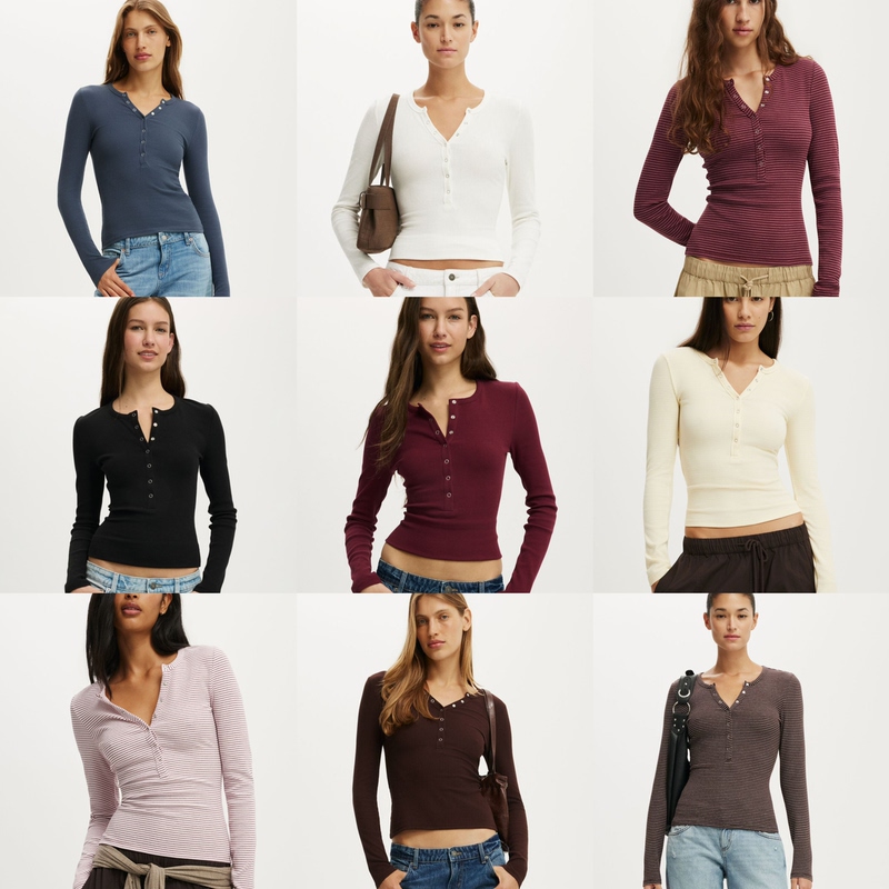 New Arrival, a Must-Buy When Entering the Store: 96% Cotton American-Style Henry Collar Button-Down Long-Sleeve Slim-Fit Top for Women New Arrival, a Must-Buy When Entering the Store: 96% Cotton American-Style Henry Collar Button-Down Long-Sleeve Slim-Fit Top for Women