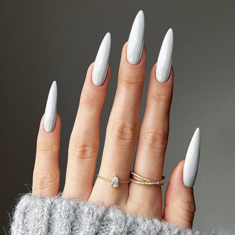 Artistic Extended Pointed Pure White European and American Style Cosplay Dance Photo Fake Nails Finished Wearable Nail Stickers Nails Artistic Extended Pointed Pure White European and American Style Cosplay Dance Photo Fake Nails Finished Wearable Nail Stickers Nails