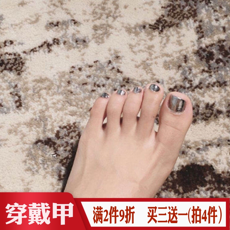 Metallic Mirror Silver Toe Nail Stickers, Finished Product, Removable, European and American Punk Style, ins Fake Toenail Pieces, New Metallic Mirror Silver Toe Nail Stickers, Finished Product, Removable, European and American Punk Style, ins Fake Toenail Pieces, New