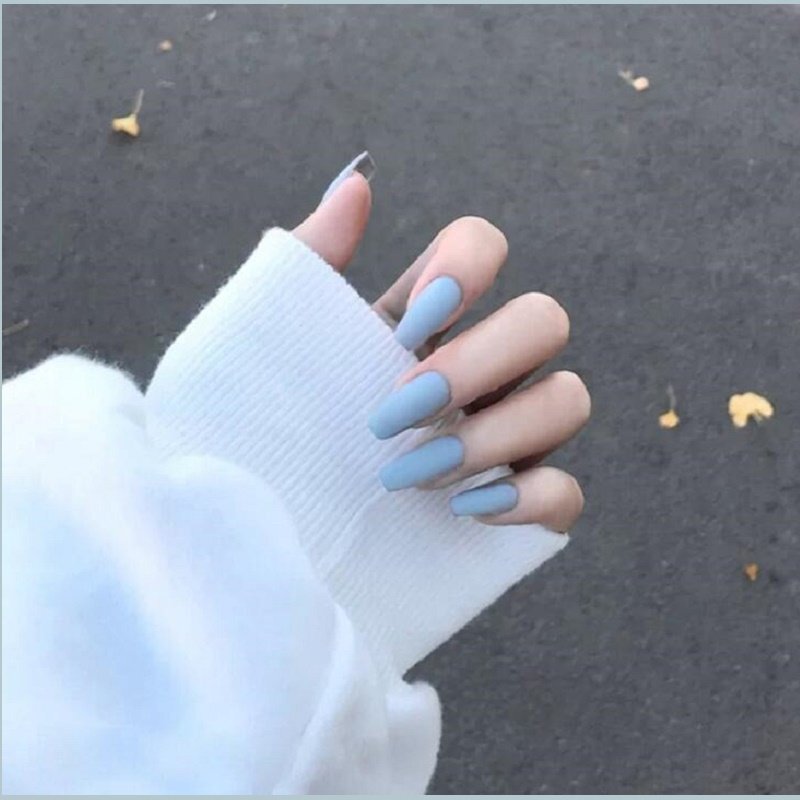 Matte Light Blue Wearable Nail Stickers, Brightening Medium-Length Finished European and American Style Nail Tips, Simple Matte Fake Nails Matte Light Blue Wearable Nail Stickers, Brightening Medium-Length Finished European and American Style Nail Tips, Simple Matte Fake Nails