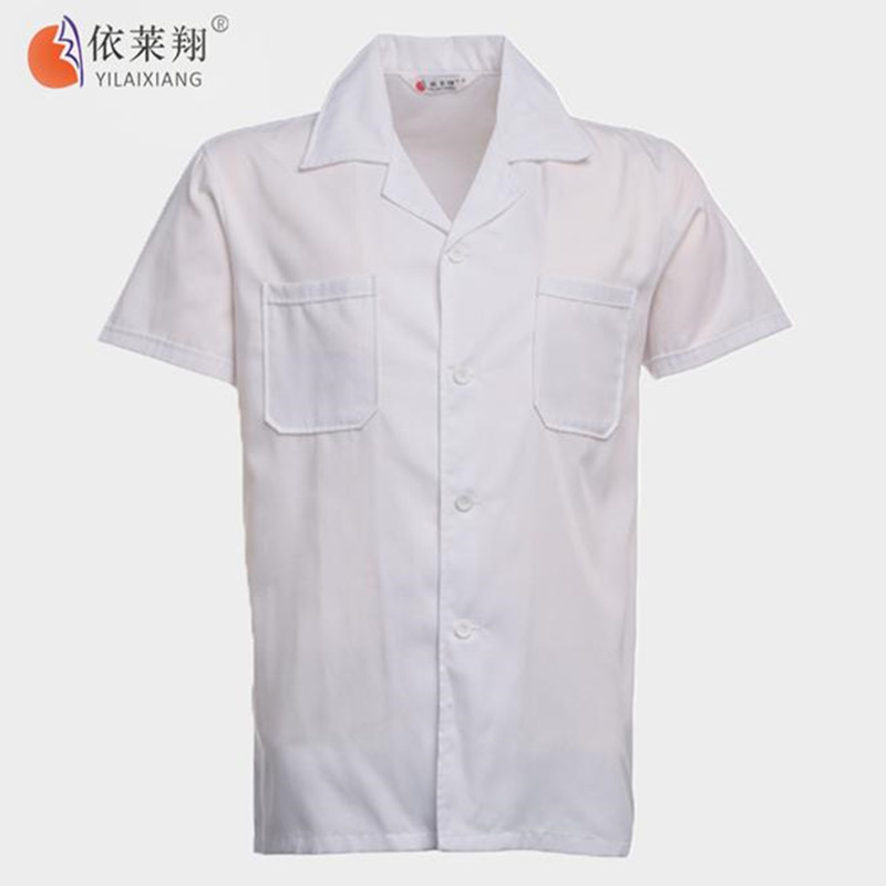 Ilexiang Working Clothes Men And Women Summer Short Sleeves Shirts Thin white work canteen Working clothes workshop uniforms