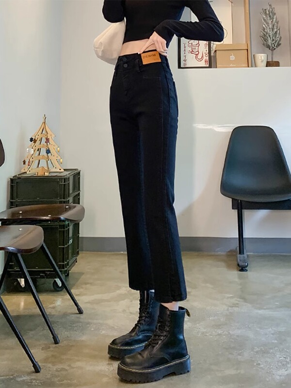 Black Cigarette Pants for Women, Suitable for Outerwear, Thin Style for Spring and Autumn 2024, New High-Waisted Cropped Straight-Leg Pants for Petite Figures Black Cigarette Pants for Women, Suitable for Outerwear, Thin Style for Spring and Autumn 2024, New High-Waisted Cropped Straight-Leg Pants for Petite Figures