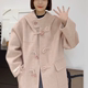 2023 Australian Wool Horn Button Coat High-End Australian Wool Horn Button Coat Hooded Jacket Mid-Length Double-sided Cashmere Girls Style Korean