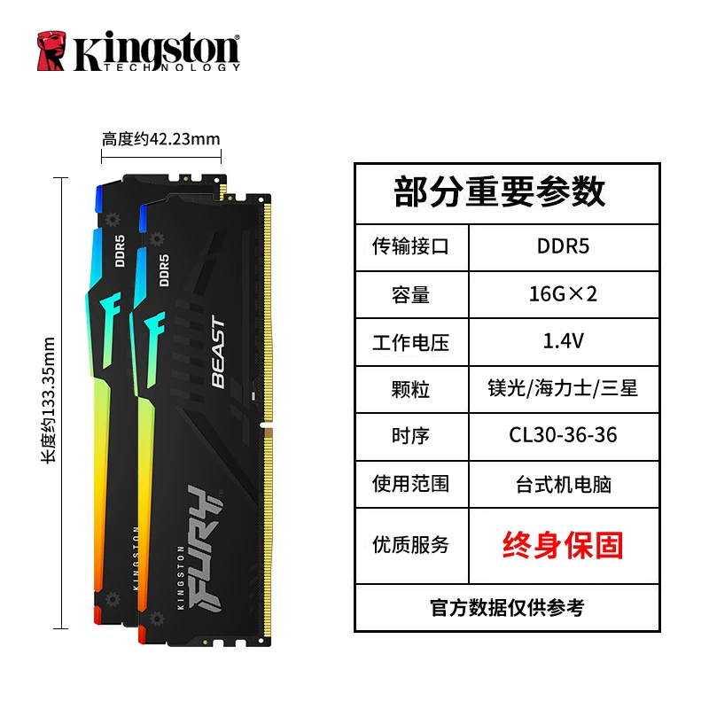Kingston DDR5 Beast Series 5600/6000MHz 16G/32G настольная память