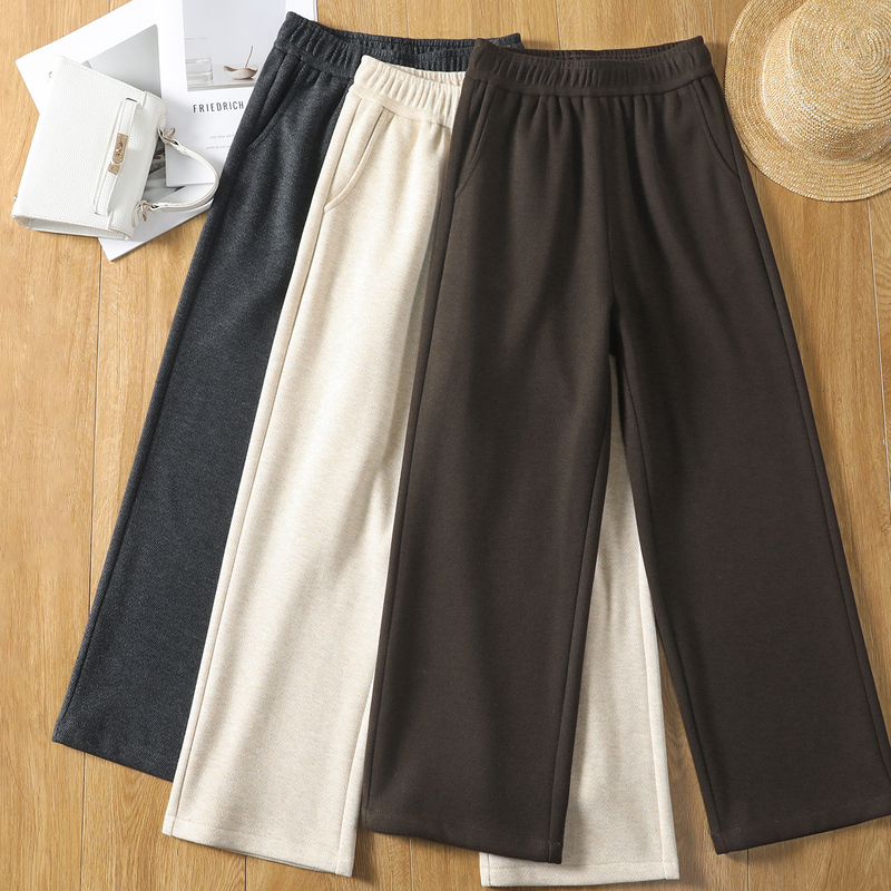 Fleece-Lined Thick Straight-Leg Pants for Petite Women, Loose-Fitting Women's Pants, Mom Pants, Autumn and Winter, Spring and Autumn, Cropped Pants Fleece-Lined Thick Straight-Leg Pants for Petite Women, Loose-Fitting Women's Pants, Mom Pants, Autumn and Winter, Spring and Autumn, Cropped Pants