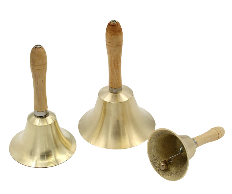 Large class bell in bell-bell small class bell handle rocking bell wood handle copper-made bronze bell-rattle the old man of the bell called the bell