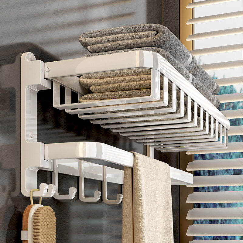 Space Aluminum Towel Rack Free of perforated bathroom toilet Toilet Shelf Wall-mounted Toilet Bathroom Bath Towels 2323-Taobao