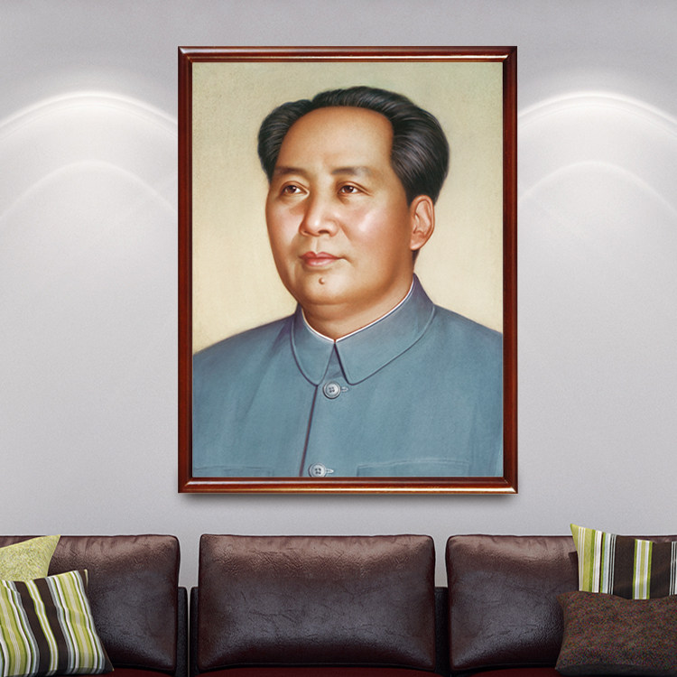 Framed portrait Chairman Mao portrait of the living room wall hanging painting Mao Zedong Wei Guangdong mounted painting wall hanging painting
