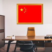 Flag portrait with framed five-star red flag mural School wall hanging painting Hall office decoration hanging painting Propaganda painting