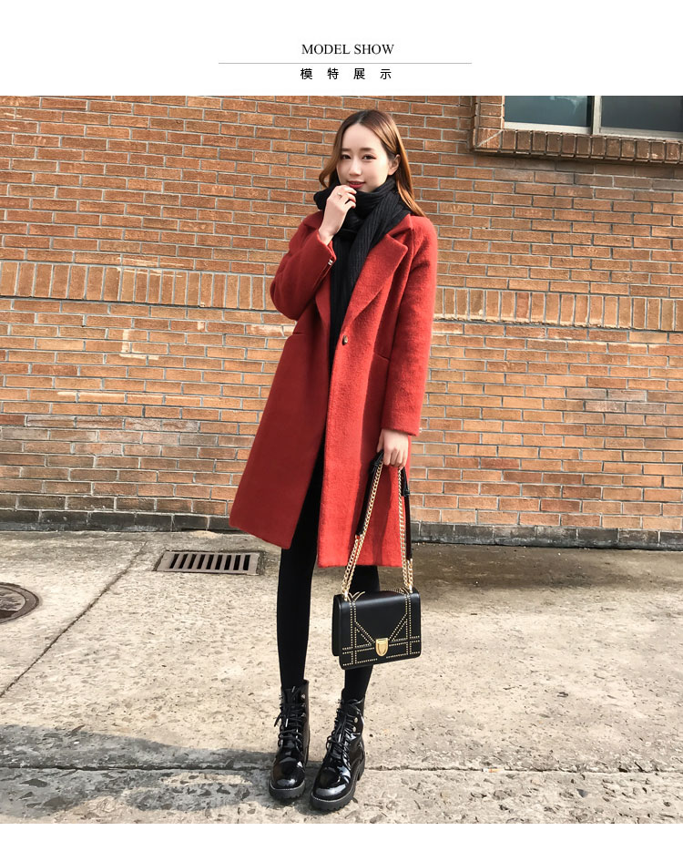 Chống giải phóng mặt bằng len áo khoác nữ phần dài Hàn Quốc phiên bản 2018 new slim loose đen Hepburn áo len áo lông cừu