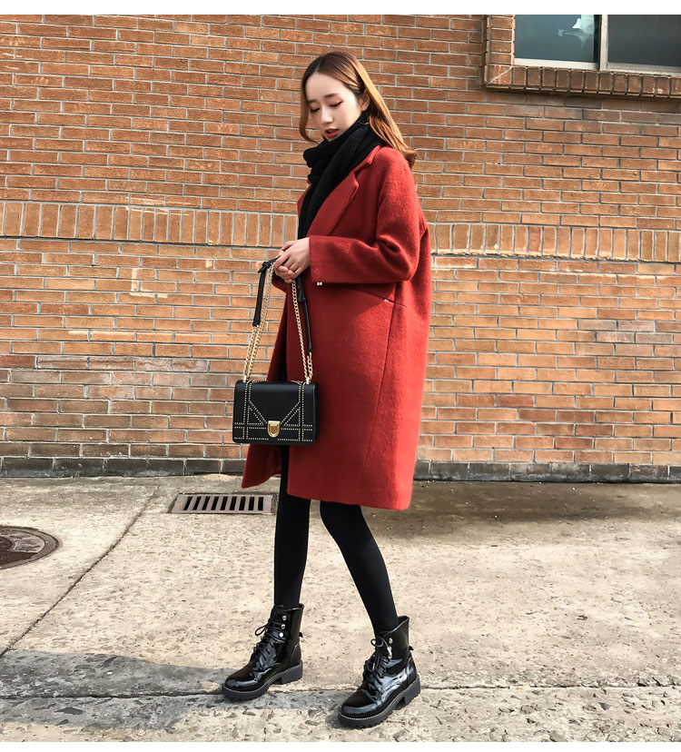 Chống giải phóng mặt bằng len áo khoác nữ phần dài Hàn Quốc phiên bản 2018 new slim loose đen Hepburn áo len áo lông cừu