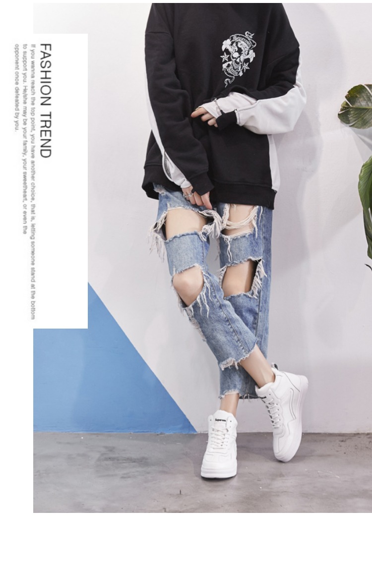 Giày nhảy hip-hop đường phố giày cao gót nữ 2018 mùa thu mới phiên bản Hàn Quốc hoang dã cộng với giày cashmere thông thường giày thể thao nữ sneaker cổ cao