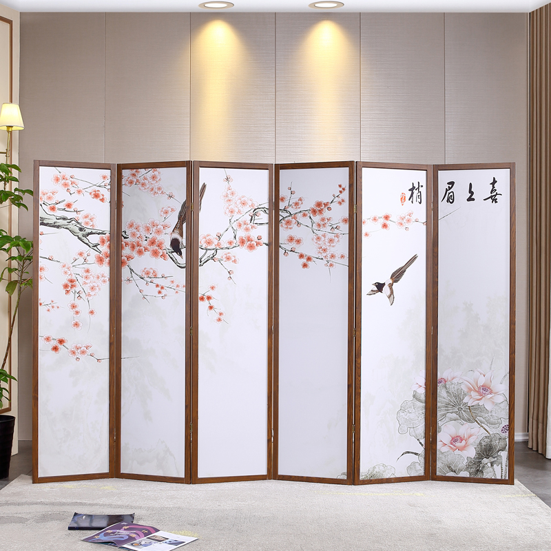 New Chinese style solid wood screen folding mobile partition living room bedroom entry porch office hotel modern minimalist
