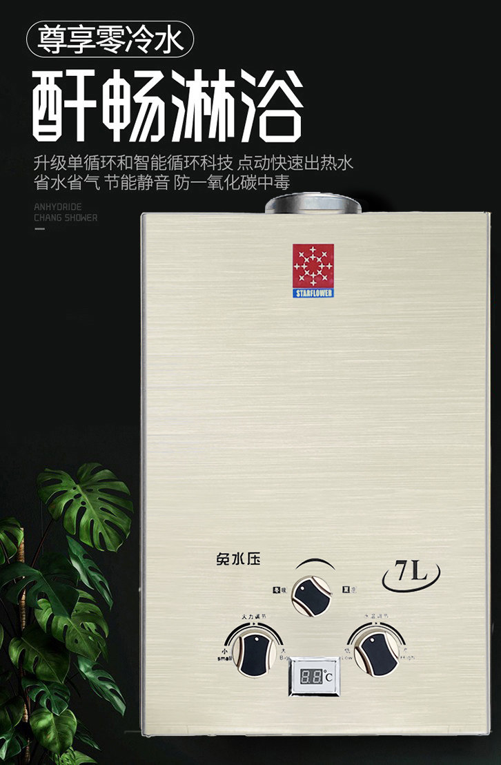 Газовый водонагреватель 家用燃气热水器煤气天然气液化气免水压出租房用洗澡强排平衡式 Shengjihua