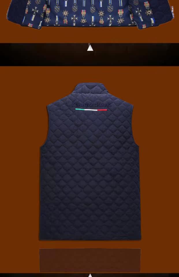 Áo vest nam Kendy Shark chính hãng Kích thước lớn Áo vest mùa thu và mùa đông Áo đứng nam cổ áo Lingge Cardigan Zipper cotton vest vest áo khoác mùa đông nam