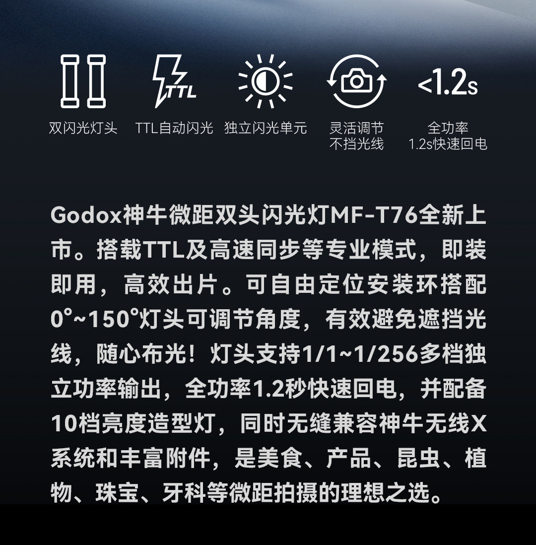 Godox 神牛 MF-T76N Macro Twin Flash For Nikon 微距雙頭閃光燈 圖文描述 02