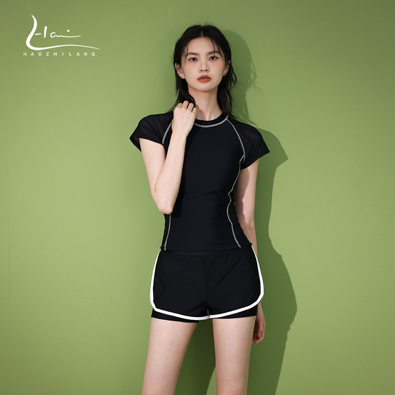 Two pieces of swimsuit female summer 2022 new conservative student shade sports fashion flat sea swimsuit woman