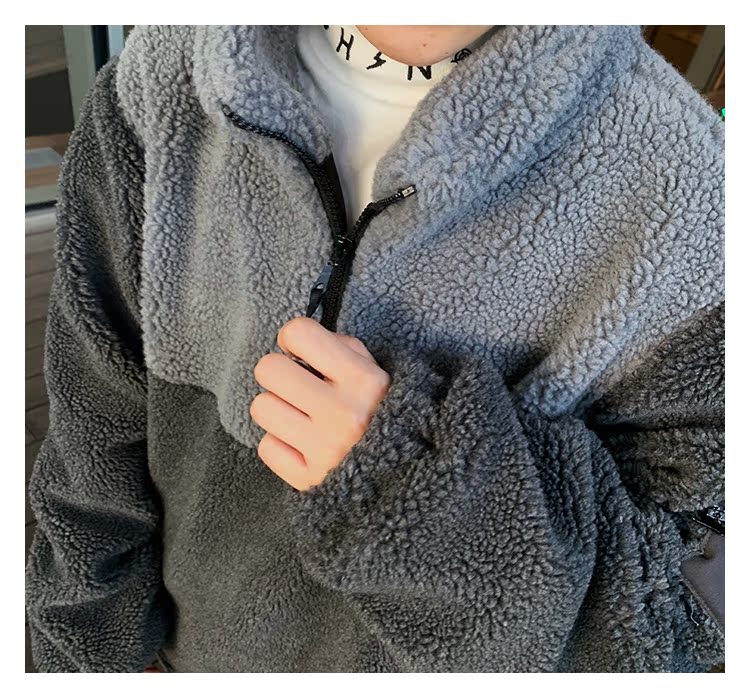1CHEN / mùa đông mới tự chế ins lông cừu ấm lỏng OV cổ cao dày áo đôi cotton quần áo nam thủy triều đồ đôi nam nữ