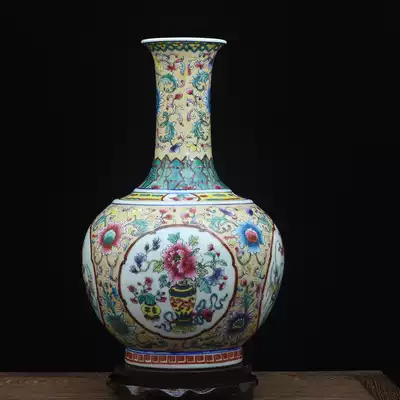 Enamel color bottle hand-painted ceramic vase Jingdezhen antique porcelain Chinese living room decoration ornaments colorful porcelain bottle
