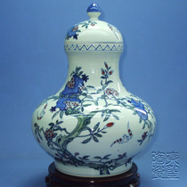 Blue and white glaze red gourd cover jar multi-son multi-Fu Jingdezhen antique blue and white porcelain jar Chinese Ceramic Vase decoration