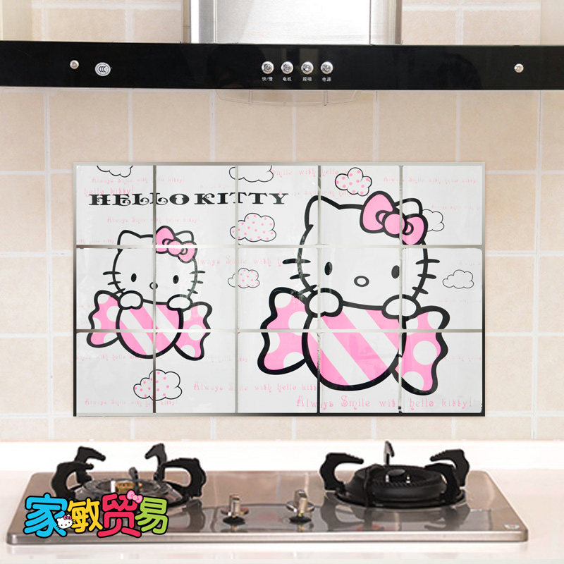 Kitchen cartoon anti-fume stickers High temperature stickers Wall stickers Anti-oil stickers Waterproof tiles cute stickers Wallpaper self-adhesive