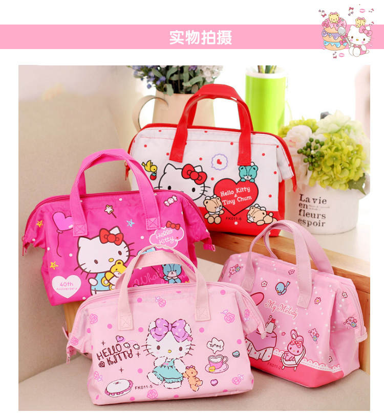 Hello Kitty Creative Hộp ăn trưa Túi hoạt hình Túi tote dễ thương Túi Bento Gói Sinh viên di động Hộp cơm trưa không thấm nước - Hộp cơm điện sưởi ấm cặp lồng cơm giữ nhiệt
