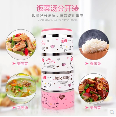 Hello kitty, cartoon cute thermal barrel, lunch box stainless steel, children's банка для хранения for students
