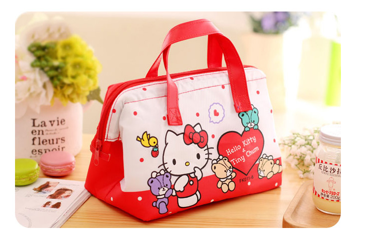 Hello Kitty Creative Hộp ăn trưa Túi hoạt hình Túi tote dễ thương Túi Bento Gói Sinh viên di động Hộp cơm trưa không thấm nước - Hộp cơm điện sưởi ấm cặp lồng cơm giữ nhiệt