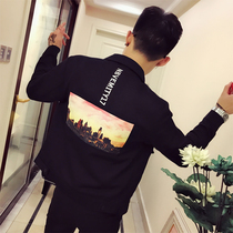 Spirit guy denim jacket mens spring and autumn season wild Korean version of the trend Ruffian handsome mens coat embroidered fried street clothes