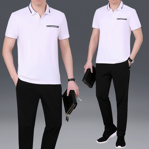 Летняя одежда, спортивный костюм, штаны для пожилых людей, 2018, для среднего возраста, короткий рукав, большой размер