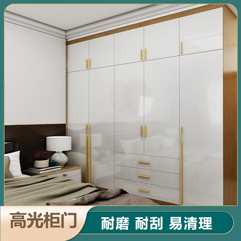 High-gloss door panel cabinet door custom bright wardrobe overall cabinet door European pine board osb light luxury flat door custom marble board