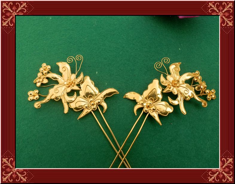Ancient Method Pinch Silk Craft Hair Hairpin Hairpin Movie and TV Ornament Classical headwear Butterfly Romance Flowers of the Fancy Butterfly to the Hairpin