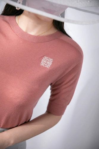 Кашемировая трикотажная футболка с коротким рукавом, тонкий свитер, круглый воротник