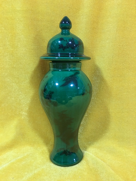 Ceramic bottle collection 8003 Ink colour songbamboo and plum jar intact 21 cm high 5 cm