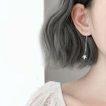Maple leaf long ear line feminine temperament Korean simple forest department wild silver earrings tassel earrings small drop earrings exquisite trend