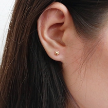Super mini little star 14k gold gold smooth cute fat five-pointed star Sterling silver ear nail ear bone nail